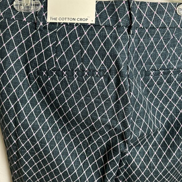 Ann Taylor The Cotton Crop Pants Green Pink Geometric Midrise Flat Front - Picture 4 of 14